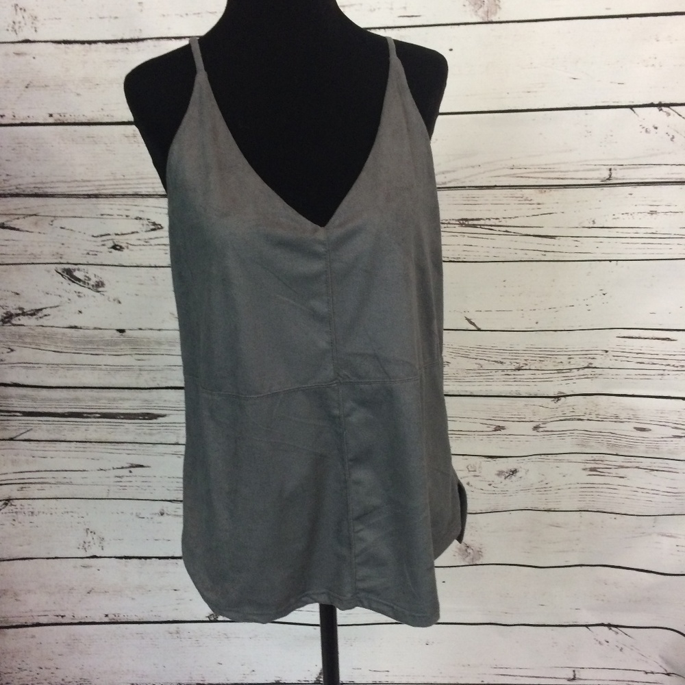Stella Luce grey faux suede boho  tank size L